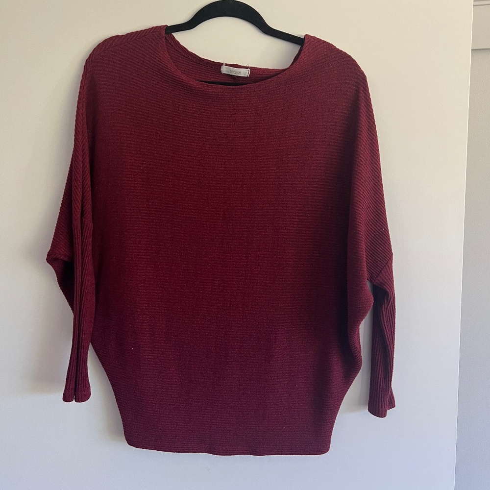 Burgundy Dolman Sweater Top